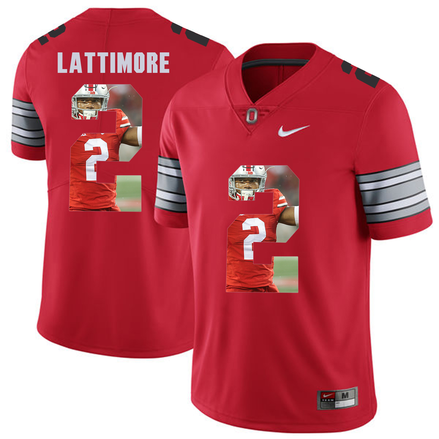 Men Ohio State #2 Lattimore Red Fashion Edition Customized NCAA Jerseys